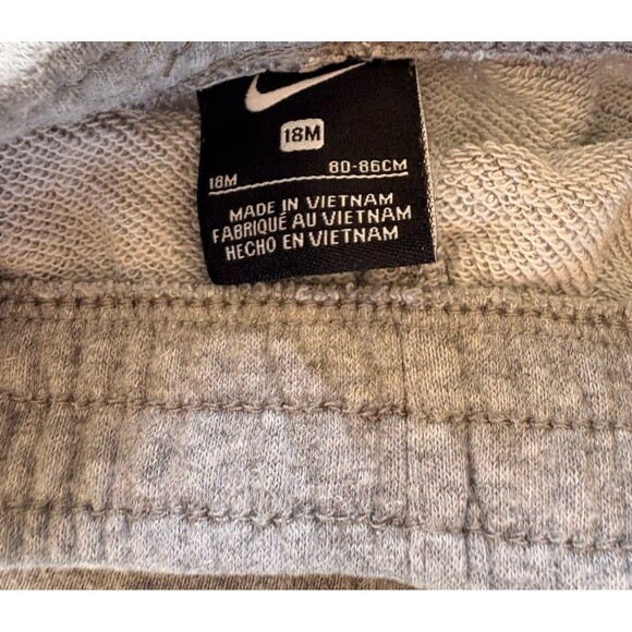 Nike Baby Jogger Pants Gray Fleece Sweatpants Black Logo Size 18 Months - Picture 3 of 4